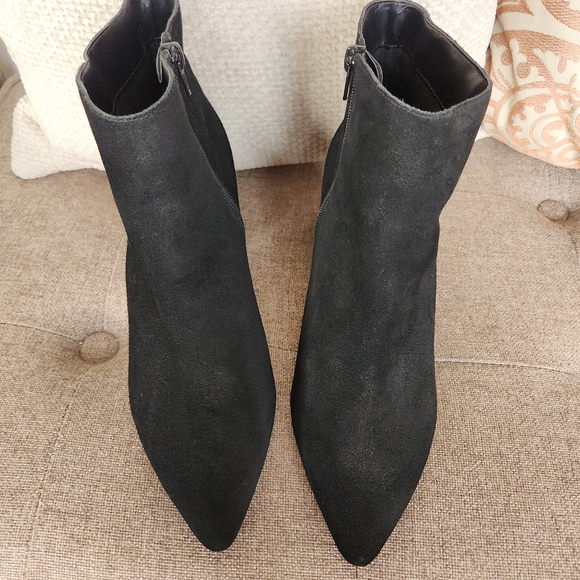 Kensie Lyden Suede Leather Ankle Booties Pointed Toe in Black 10 - Picture 3 of 8